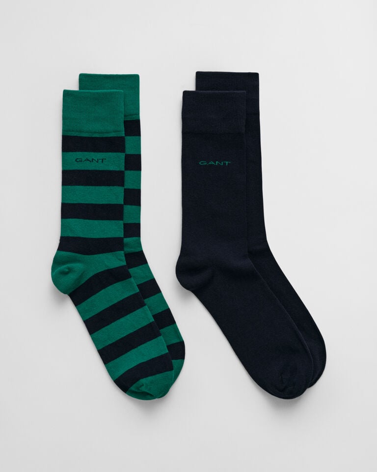 Gant Paquete de dos pares de calcetines lisos y de rayas anchas