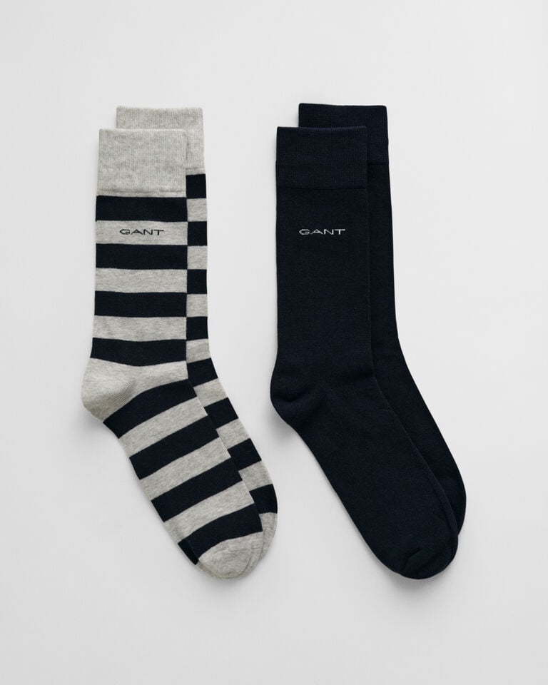 Gant Paquete de dos pares de calcetines lisos y de rayas anchas