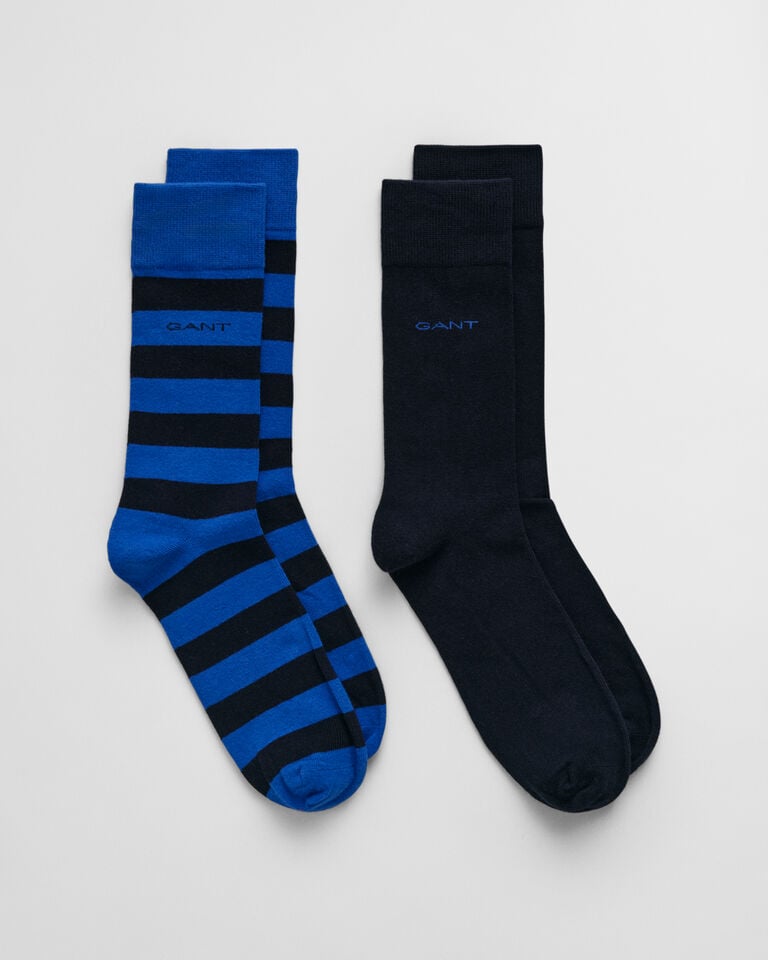 Gant Paquete de dos pares de calcetines lisos y de rayas anchas