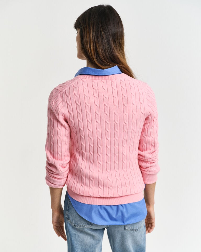 Gant Jersey de punto de ochos con cuello de pico en algodón elástico Promoción trimestral