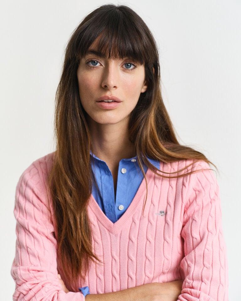 Gant Jersey de punto de ochos con cuello de pico en algodón elástico Promoción trimestral