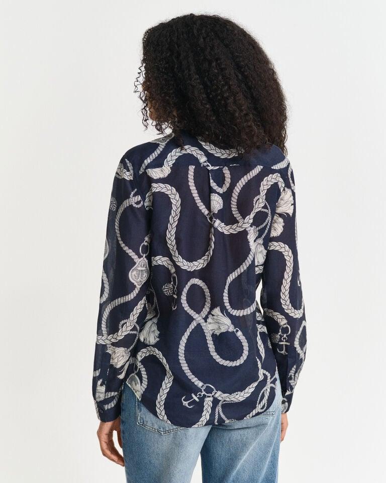 Gant Camisa Regular Fit de seda y algodón con estampado Sailing En oferta