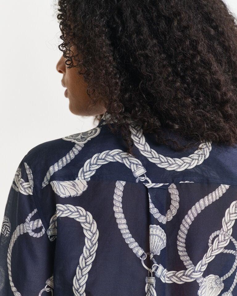 Gant Camisa Regular Fit de seda y algodón con estampado Sailing En oferta