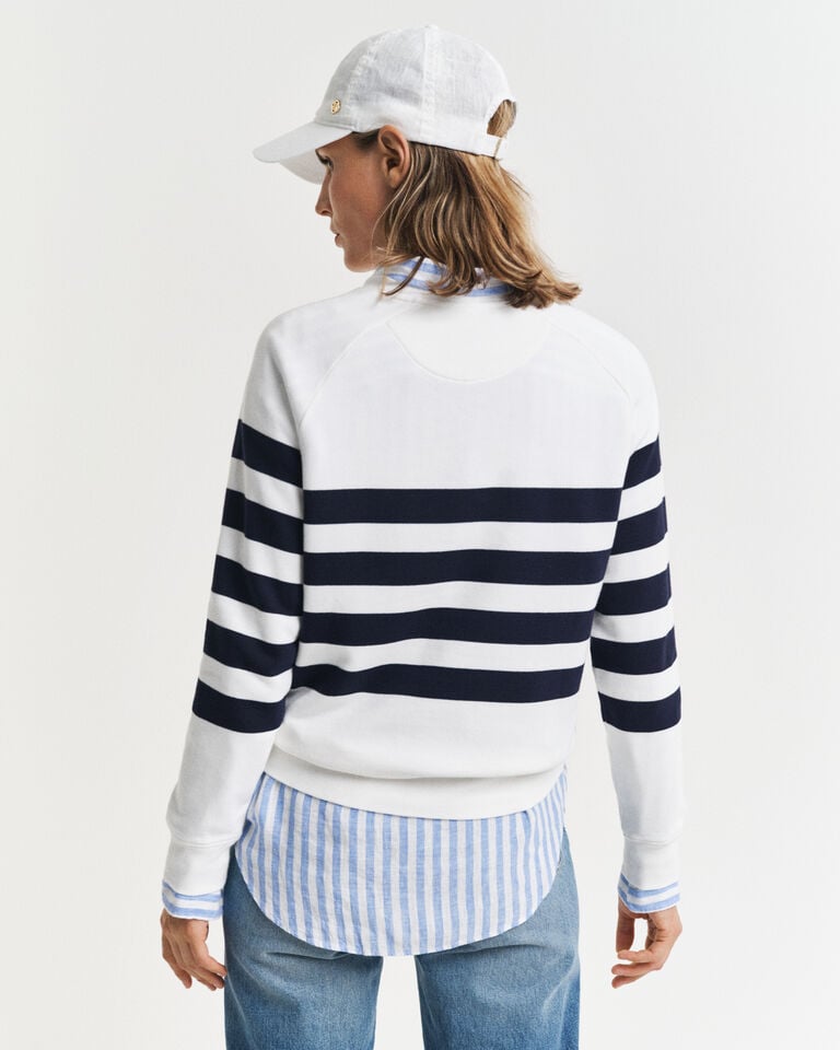 Gant Sudadera de cuello redondo a rayas con botones dorados Última moda
