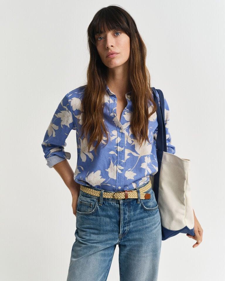 Gant Camisa Regular Fit de lino con estampado floral