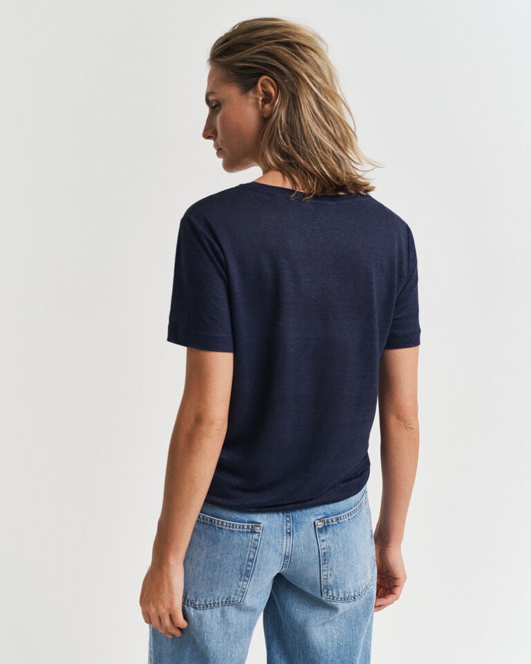 Gant Camiseta de cuello de pico de lino Rebajas top