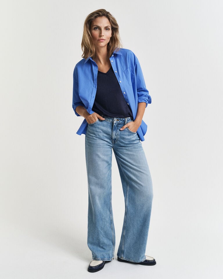 Gant Camiseta de cuello de pico de lino Rebajas top