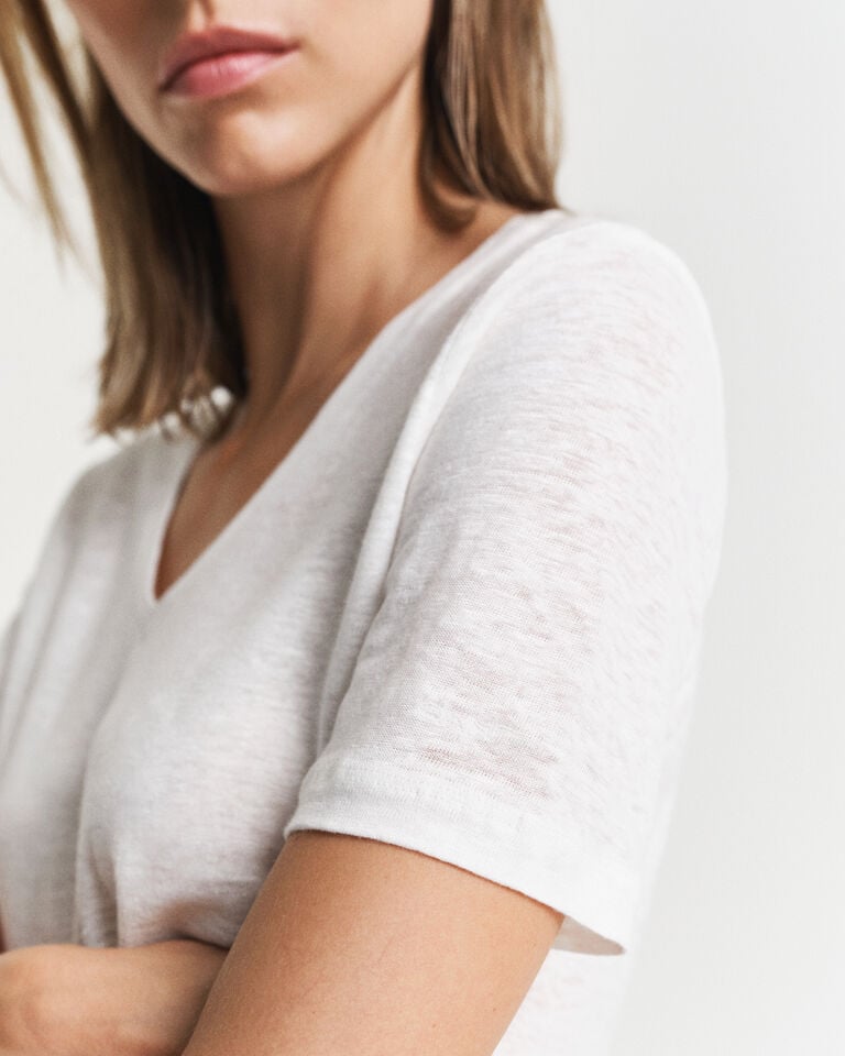 Gant Camiseta de cuello de pico de lino Envío gratis