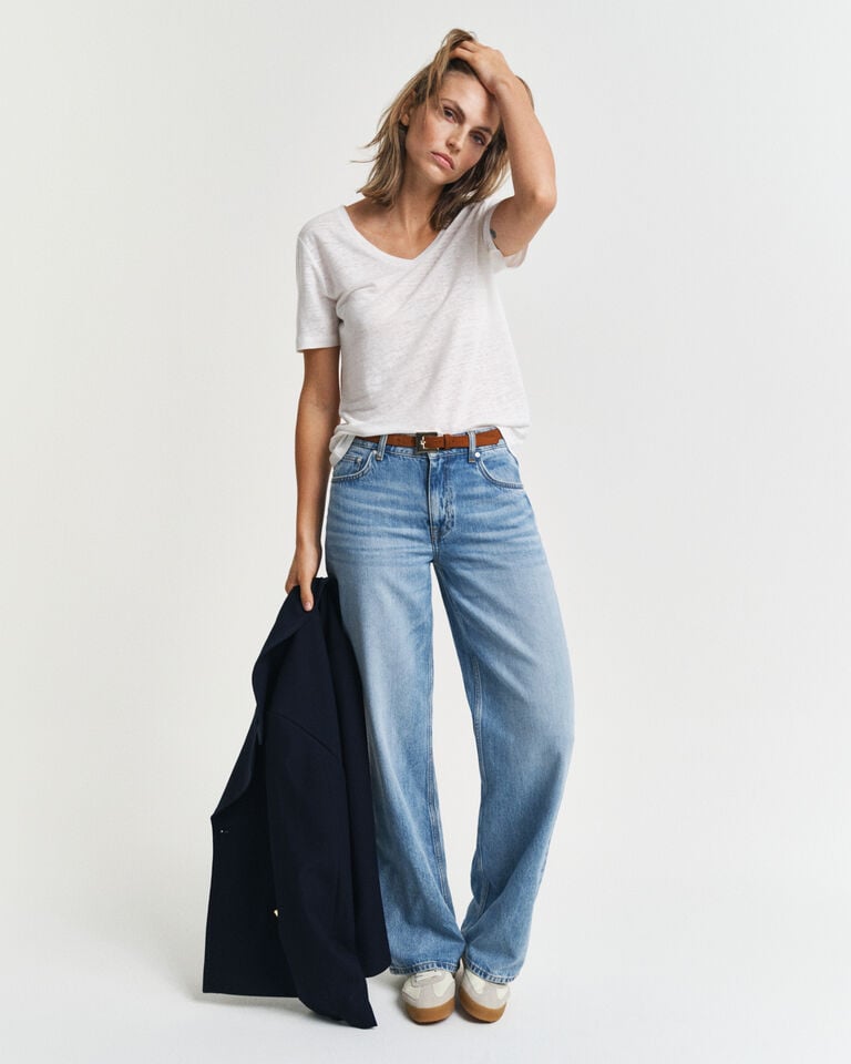 Gant Camiseta de cuello de pico de lino Envío gratis