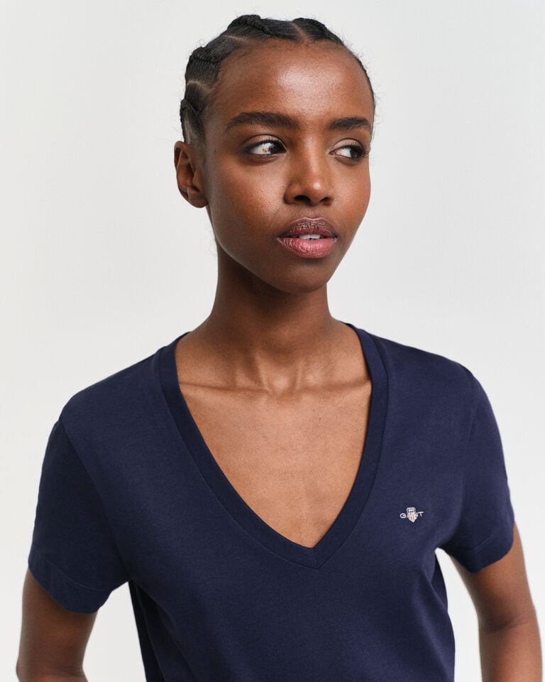Gant Camiseta Shield con cuello de pico Rebajas baratas