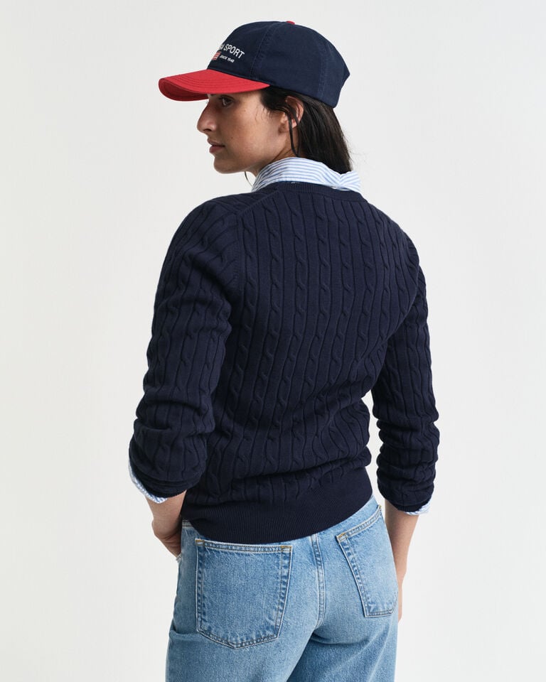 Gant Jersey de cuello redondo y punto de ochos en algodón elástico Rebajas de fábrica