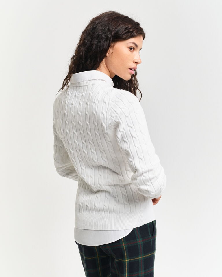 Gant Jersey de cuello redondo y punto de ochos en algodón elástico Los más vendidos