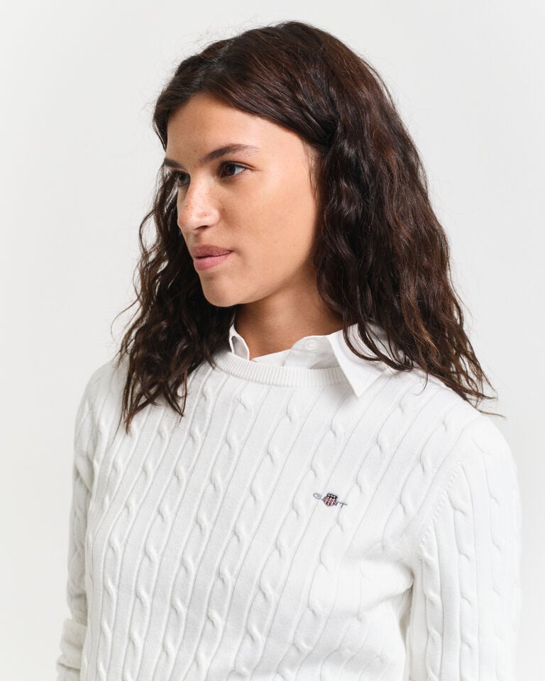 Gant Jersey de cuello redondo y punto de ochos en algodón elástico Los más vendidos