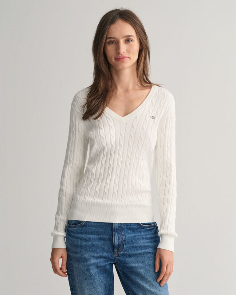 Gant Jersey de punto de ochos con cuello de pico en algodón elástico