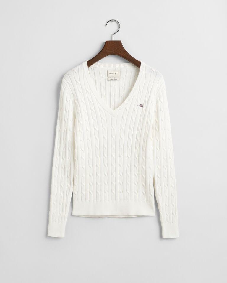 Gant Jersey de punto de ochos con cuello de pico en algodón elástico Tienda