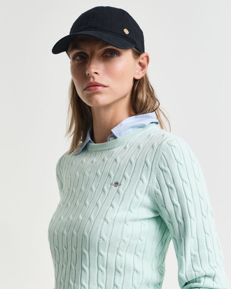 Gant Jersey de cuello redondo y punto de ochos en algodón elástico Liquidación
