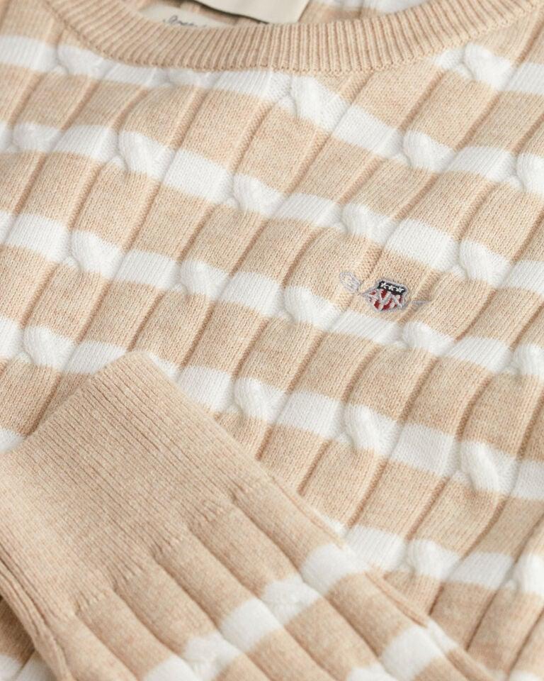 Gant Jersey de cuello redondo y punto de ochos en algodón elástico a rayas Envío internacional gratuito