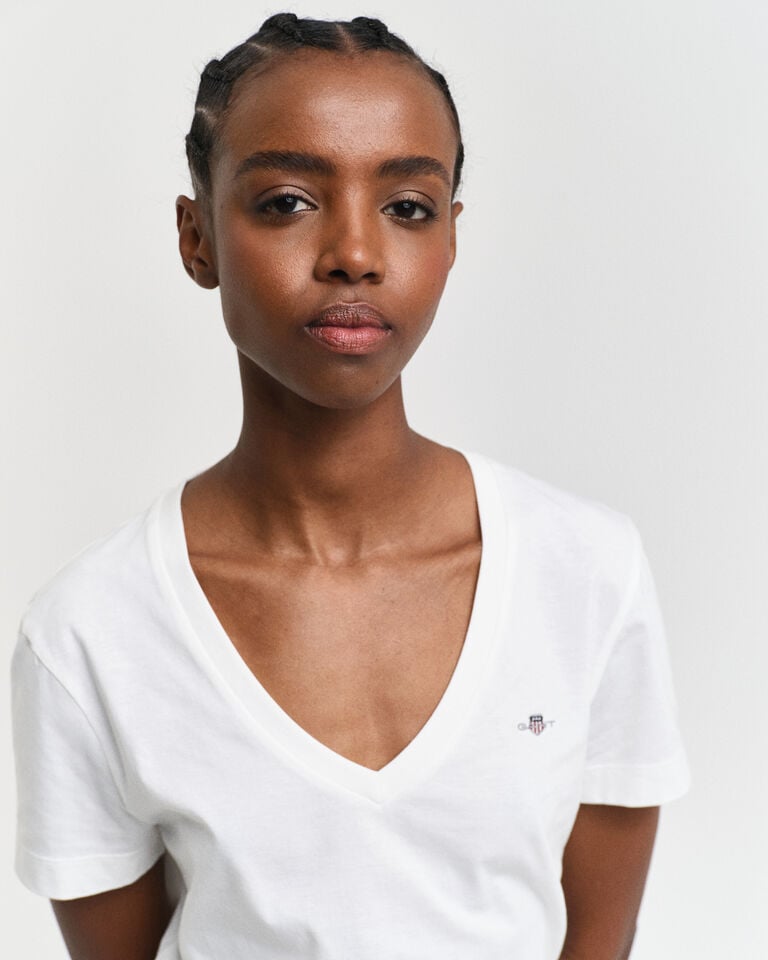 Gant Camiseta Shield con cuello de pico En oferta