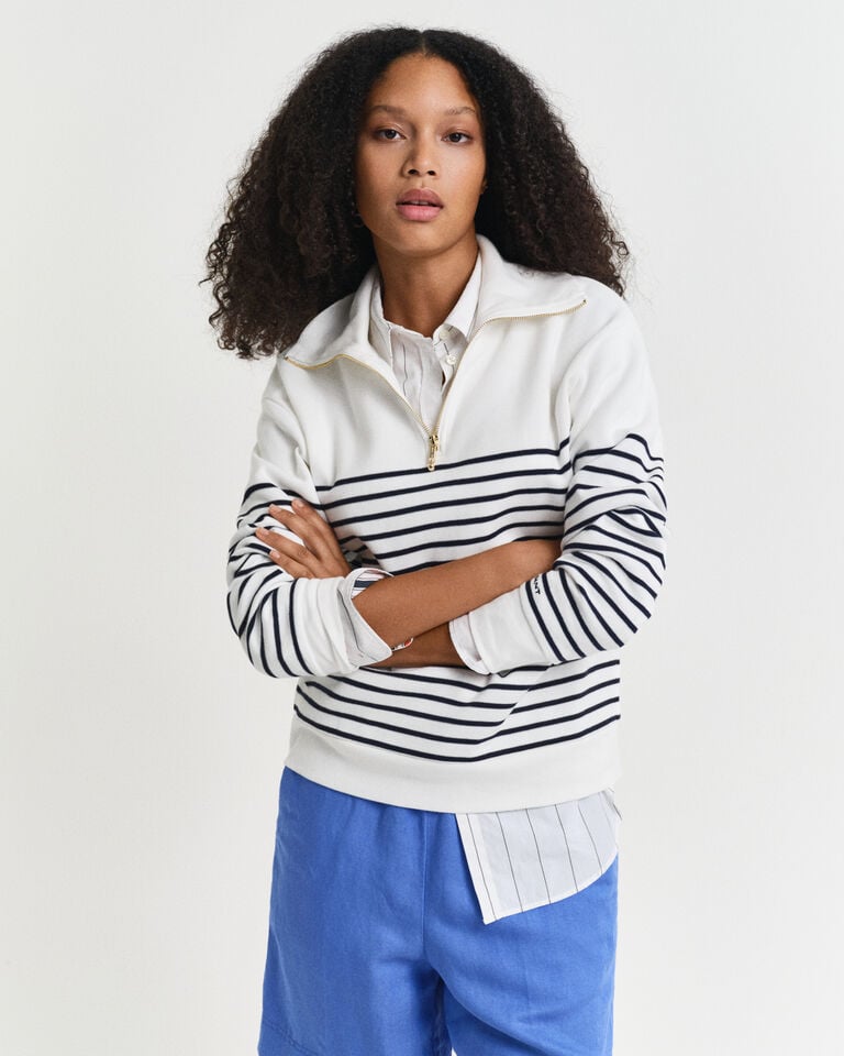 Gant Sudadera con media cremallera canalé y rayas bretonas