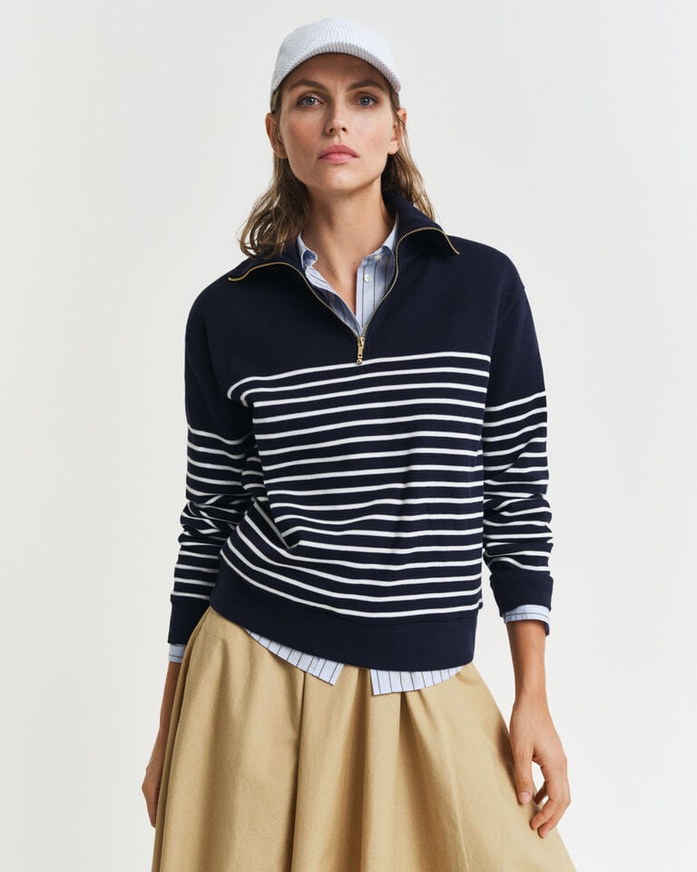 Gant Sudadera con media cremallera canalé y rayas bretonas Descuento