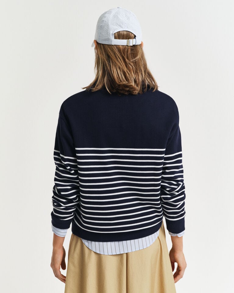 Gant Sudadera con media cremallera canalé y rayas bretonas Descuento