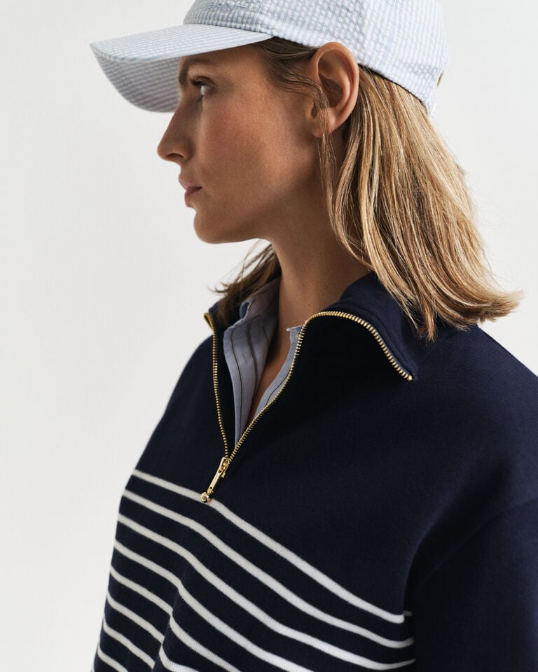 Gant Sudadera con media cremallera canalé y rayas bretonas Descuento