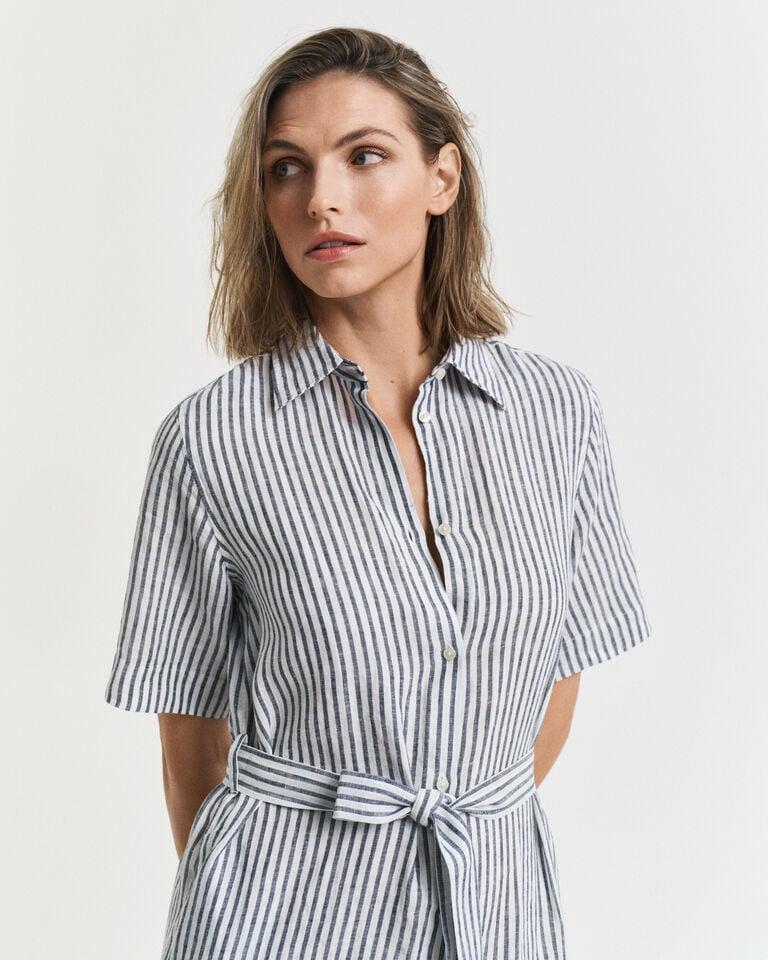 Gant Vestido camisero de lino a rayas Grandes descuentos