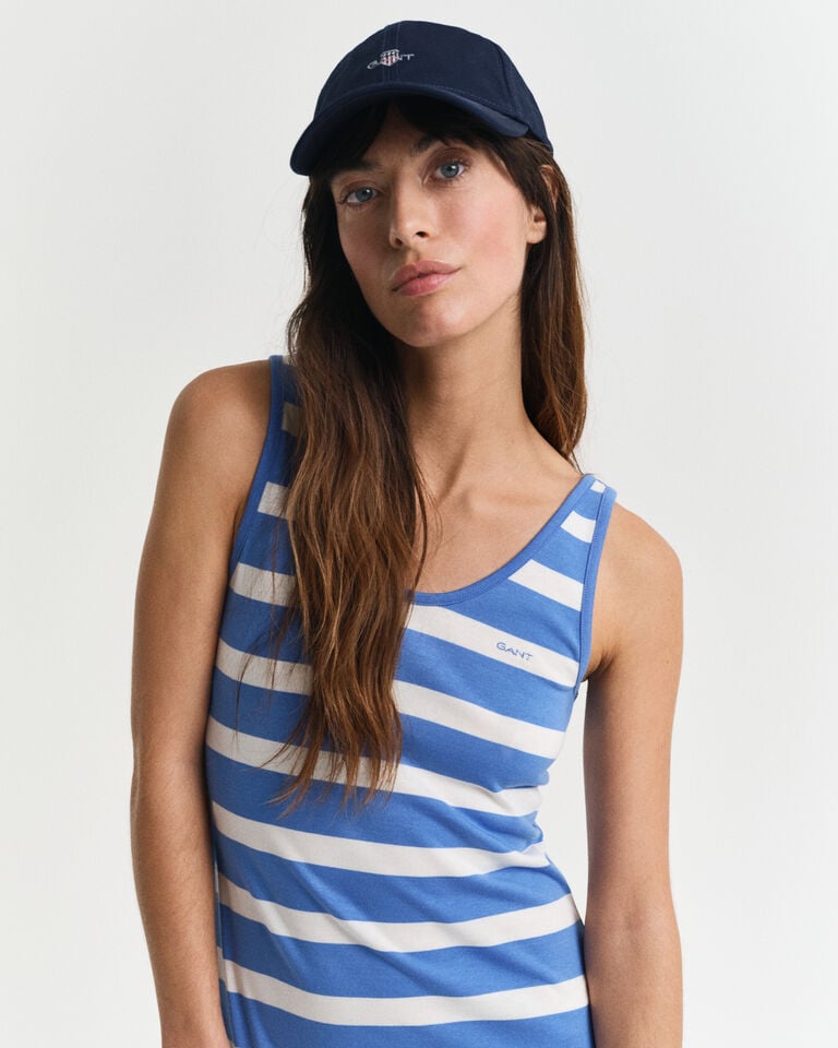 Gant Vestido tipo camiseta de tirantes de punto midi a rayas Descuentos del mes