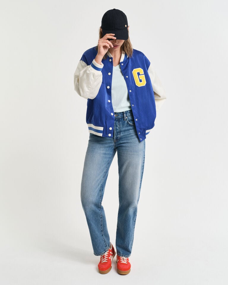 Gant GANT Varsity Jacket de satén con insignia G Gran oferta