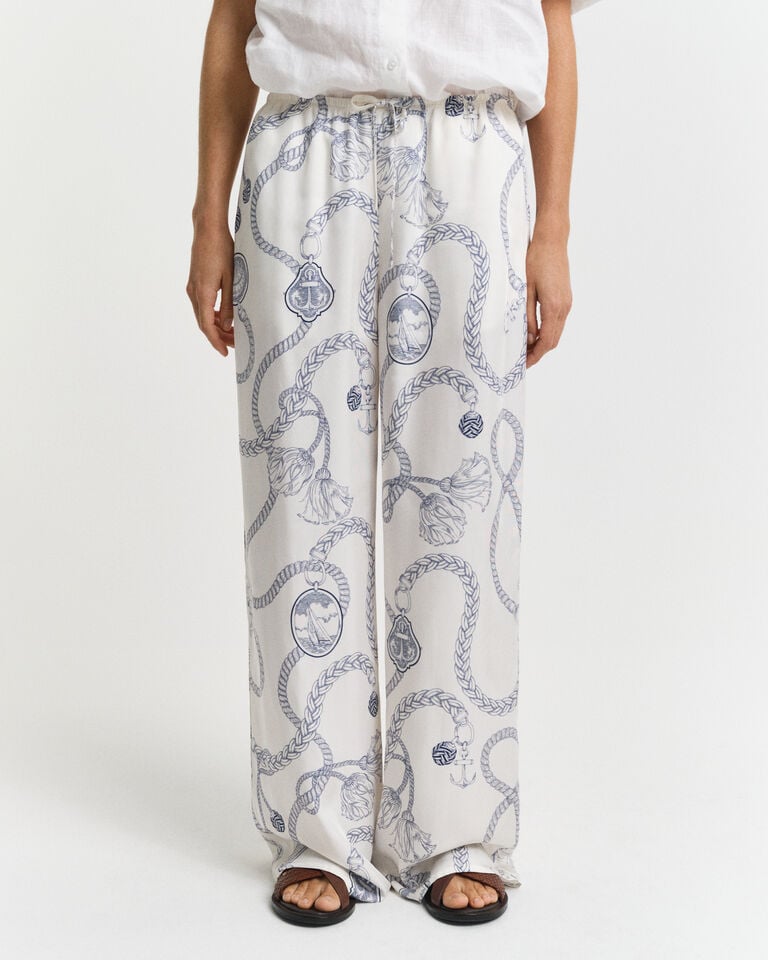 Gant Pantalones Relaxed Fit Sailing Print con cordón ajustable Oferta especial