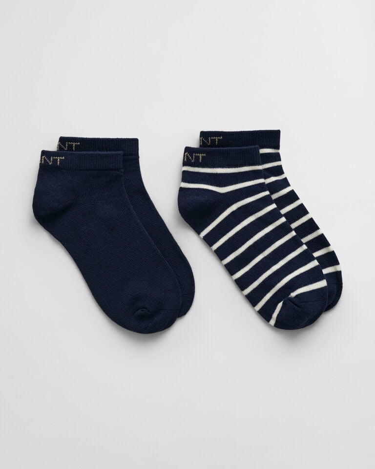 Gant Paquete de dos pares de calcetines tobilleros lisos y de rayas