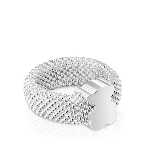 ﻿Tous Anillo de plata motivo oso 10 mm Icon Mesh