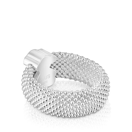 ﻿Tous Anillo de plata motivo oso 10 mm Icon Mesh Rebajas online