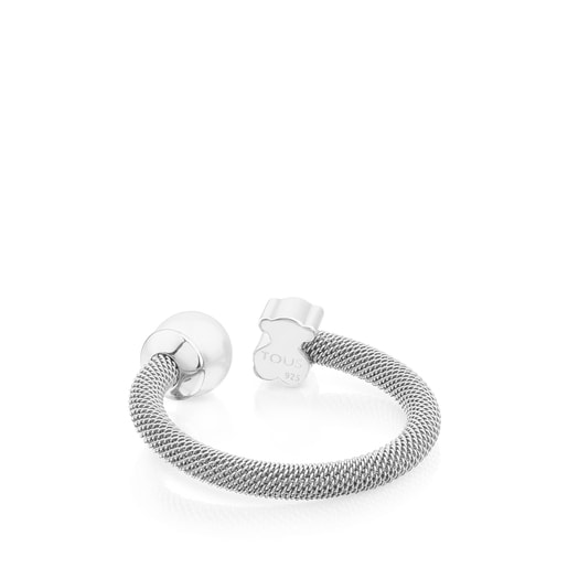 Tous Anillo de plata y perla cultivada motivo oso Icon Mesh Rebajas top