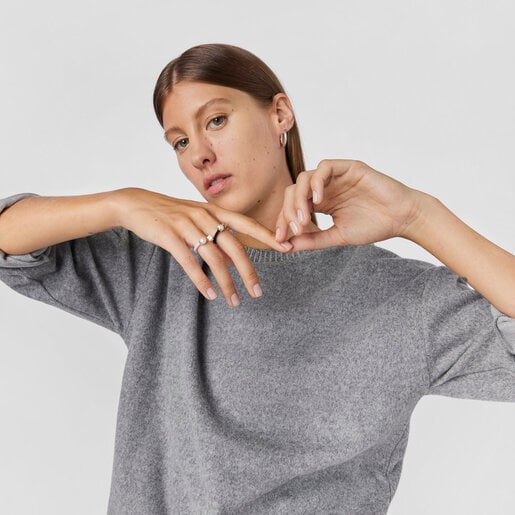 Tous Anillo de plata y perla cultivada motivo oso Icon Mesh Rebajas top