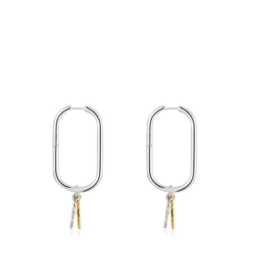 Tous Pendientes de aro motivo oso bicolor Sweet Dolls