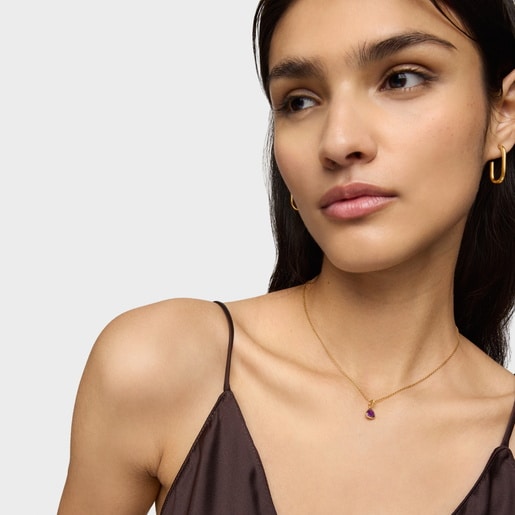 Tous Colgante pequeño con baño de oro 18 kt sobre plata y rodolita Medallions Ahorra y exporta