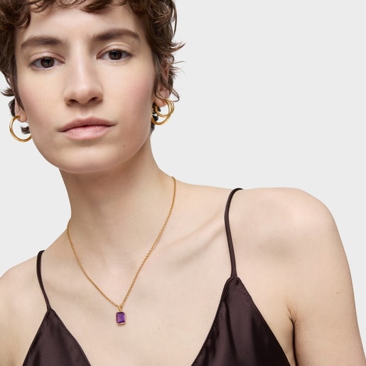 Tous Colgante pequeño con baño de oro 18 kt sobre plata y amatista Medallions Precios de Black Friday