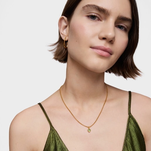 Tous Colgante pequeño con baño de oro 18 kt sobre plata y peridoto Medallions En oferta
