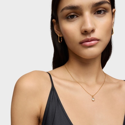 Tous Colgante pequeño con baño de oro 18 kt sobre plata y aguamarina Medallions Ofertas de temporada