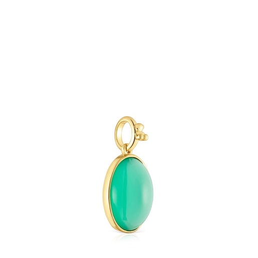 Tous Colgante pequeño con baño de oro 18 kt sobre plata y calcedonia verde Medallions
