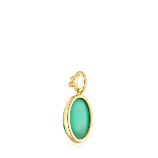 Tous Colgante pequeño con baño de oro 18 kt sobre plata y calcedonia verde Medallions Precio ultrabajo