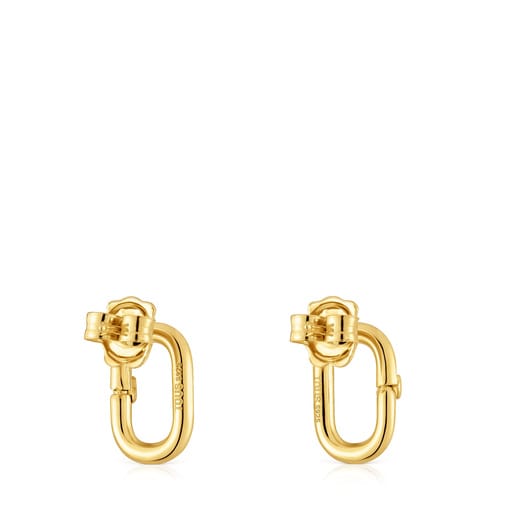 Tous Pendientes pequeños con baño de oro 18 kt sobre plata Hold Oval Outlet