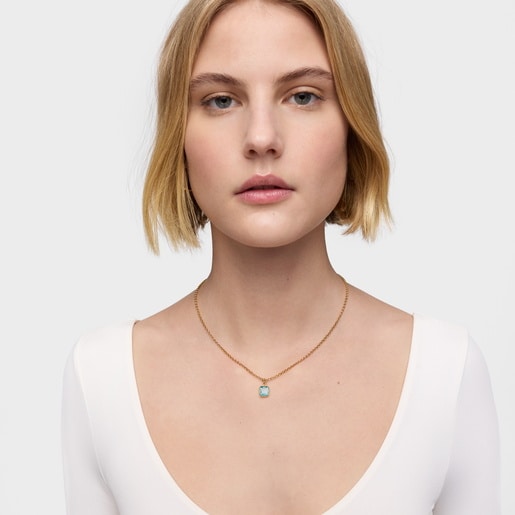 Tous Colgante pequeño con baño de oro 18 kt sobre plata y topacio Medallions Outlet online