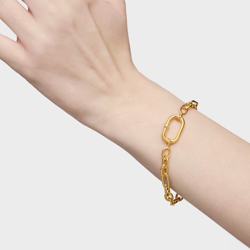 Tous Pulsera cadena con baño de oro 18 kt sobre plata y anilla Hold Oval Ofertas