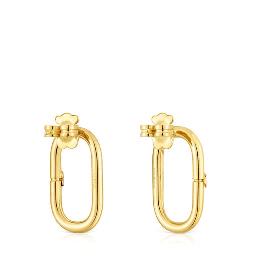 Tous Pendientes cortos con baño de oro 18 kt sobre plata Hold Oval Venta caliente