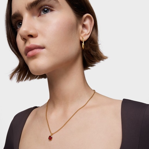 Tous Colgante pequeño con baño de oro 18 kt sobre plata y granate Medallions En oferta