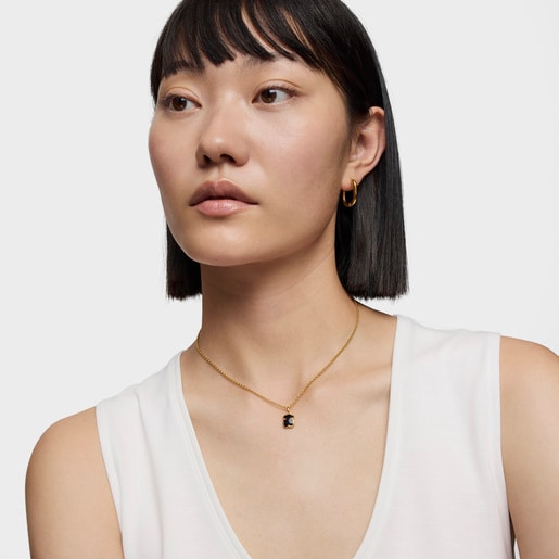 Tous Collar corto con baño de oro 18 kt sobre plata y motivo oso en ónix Icon Color Tienda