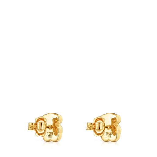 Tous Pendientes oso con baño de oro 18 kt sobre plata y ónix 10 mm Icon Color Tienda