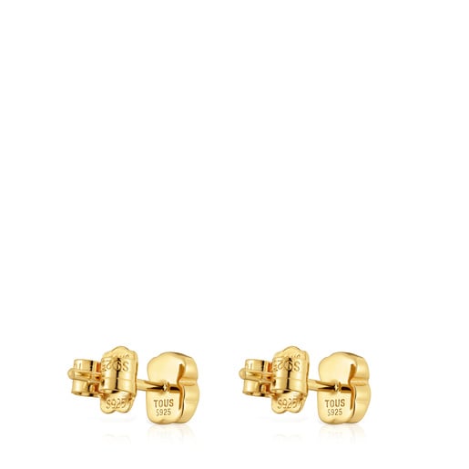 Tous Pendientes oso con baño de oro 18 kt sobre plata y ónix 6 mm Icon Color Liquidación